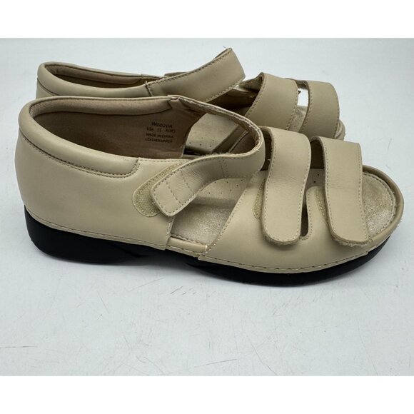 Propet Womens Breezy Walker Sandals Size 11 Extra Wide Beige Leather Casual - Picture 5 of 9